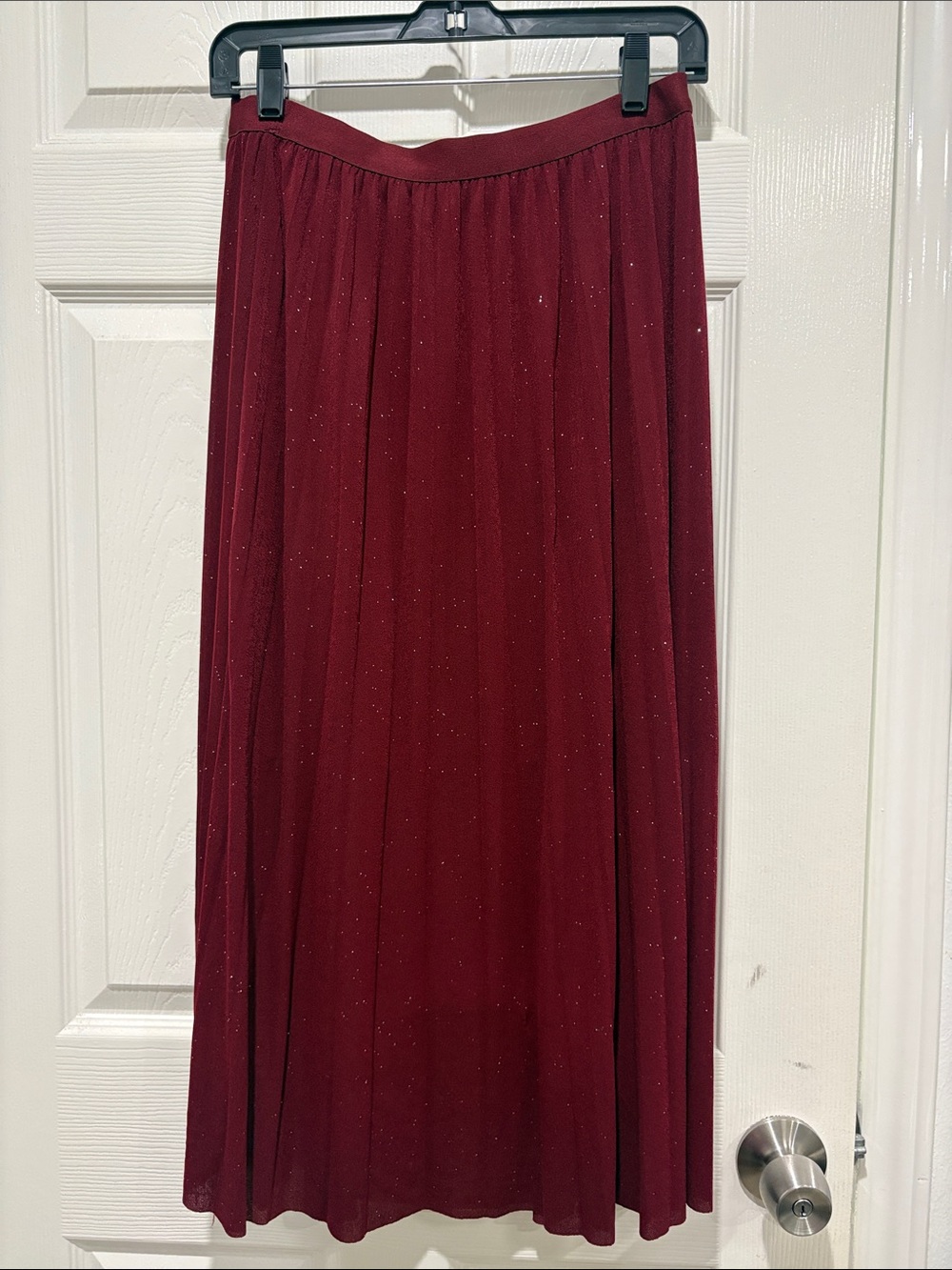 Women’s Sparkle Midi Skirt in Burgundy